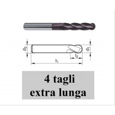 fresa 4 tagli RAGGIATA  Metallo Duro serie XL rivestita
