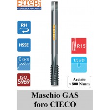 Maschio a macchina GAS foro cieco elica 15°